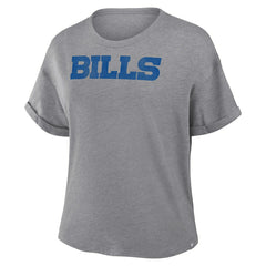 Buffalo Bills Women's Swing Pass Tri-Blend Boxy T-Shirt - Heather Gray - Fanatics
