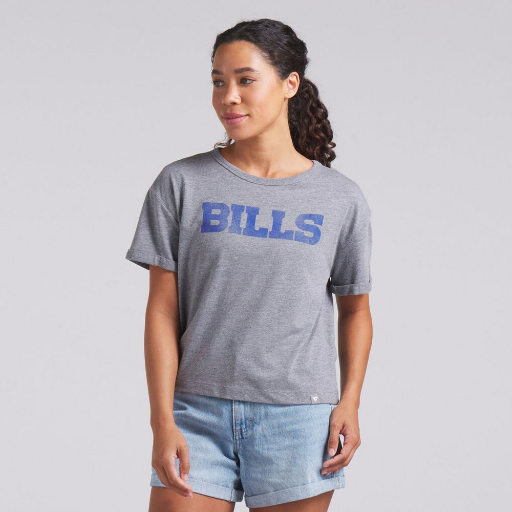 Buffalo Bills Women's Swing Pass Tri-Blend Boxy T-Shirt - Heather Gray - Fanatics
