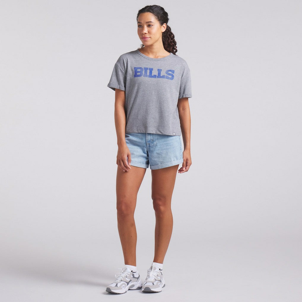 Buffalo Bills Women's Swing Pass Tri-Blend Boxy T-Shirt - Heather Gray - Fanatics