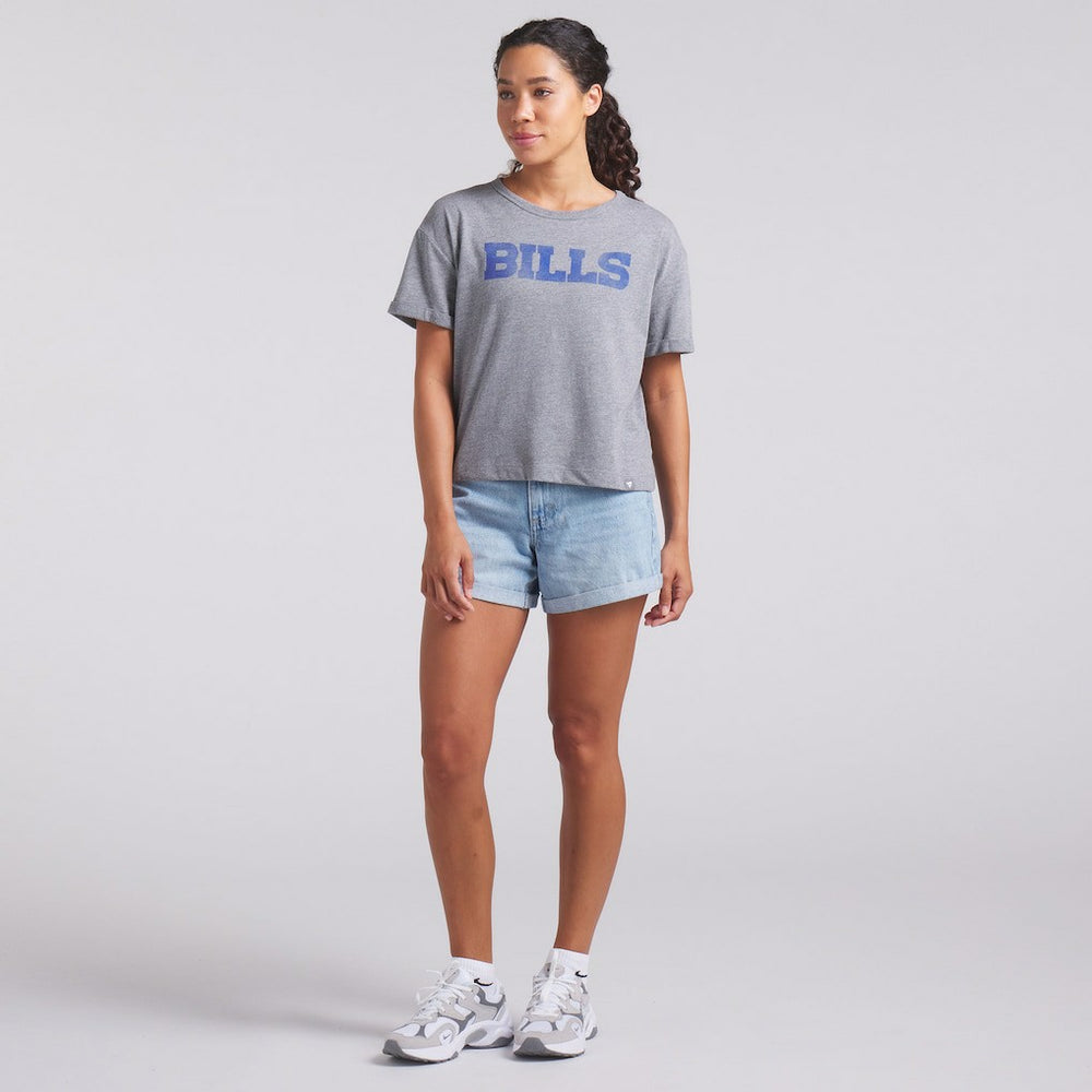 Buffalo Bills Women's Swing Pass Tri-Blend Boxy T-Shirt - Heather Gray - Fanatics