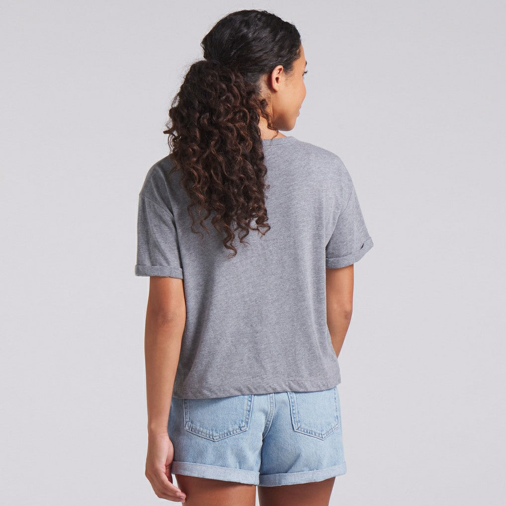 Buffalo Bills Women's Swing Pass Tri-Blend Boxy T-Shirt - Heather Gray - Fanatics
