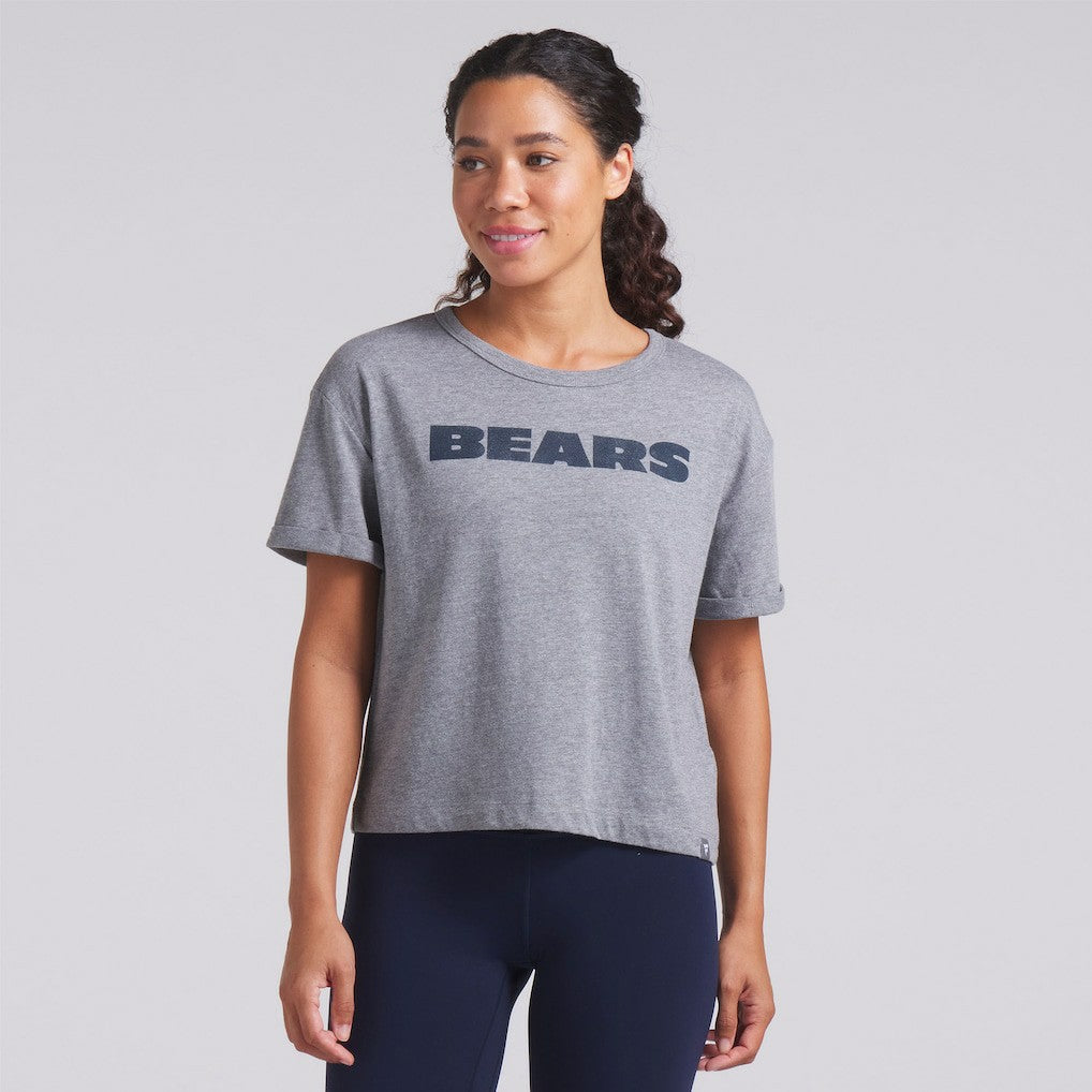 Chicago Bears Women's Swing Pass Tri-Blend Boxy T-Shirt - Heather Gray - Fanatics