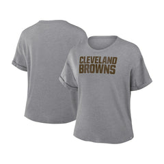 Cleveland Browns Women's Swing Pass Tri-Blend Boxy T-Shirt - Heather Gray - Fanatics