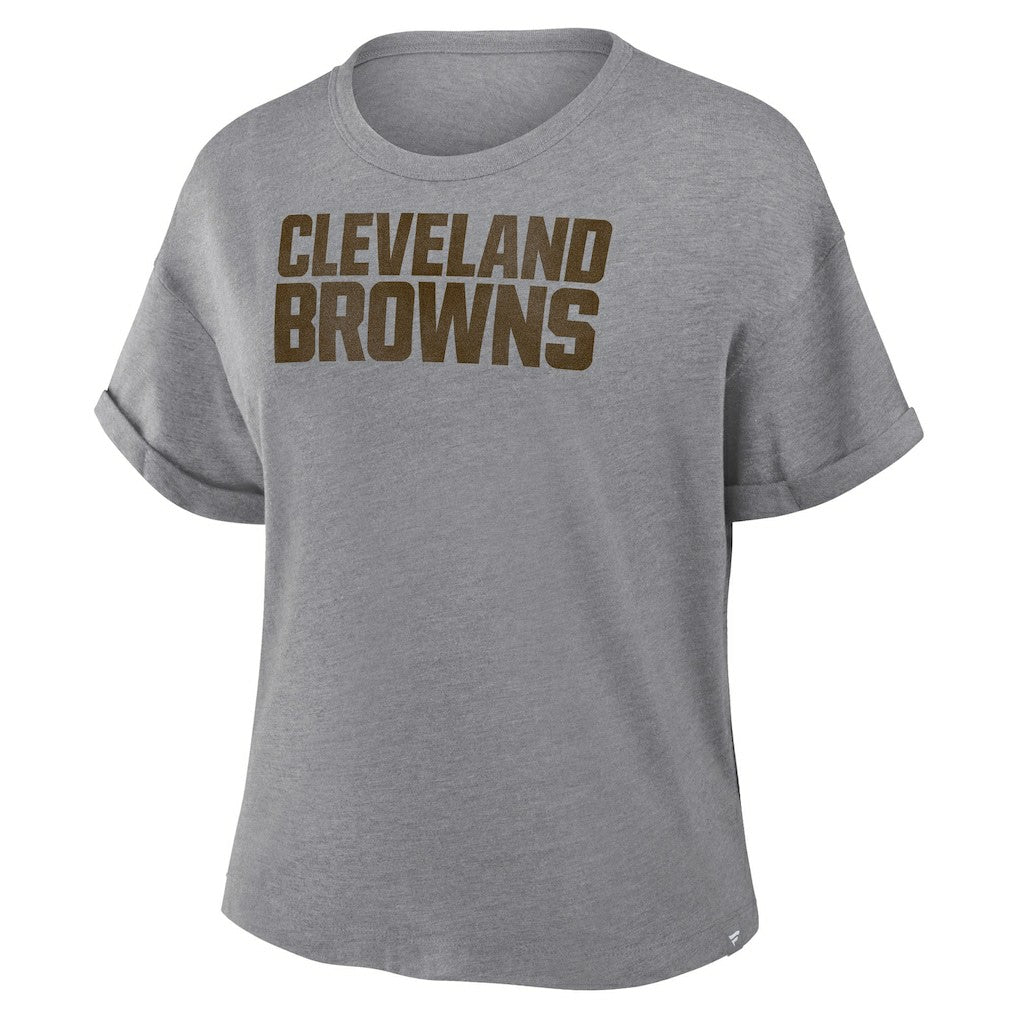 Cleveland Browns Women's Swing Pass Tri-Blend Boxy T-Shirt - Heather Gray - Fanatics
