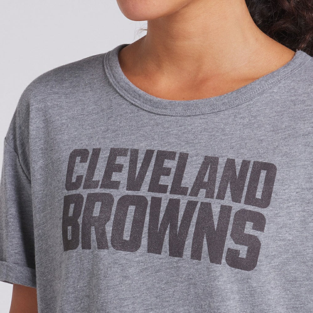 Cleveland Browns Women's Swing Pass Tri-Blend Boxy T-Shirt - Heather Gray - Fanatics