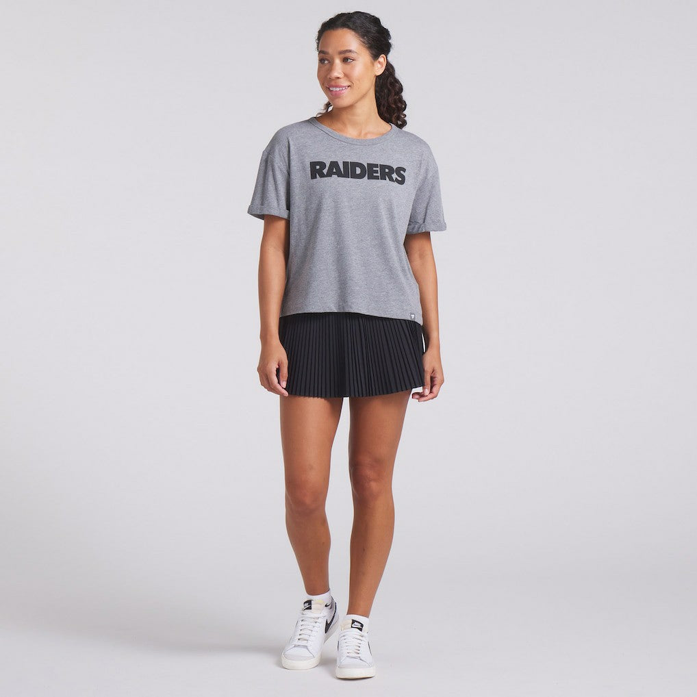 Las Vegas Raiders Women's Swing Pass Tri-Blend Boxy T-Shirt - Heather Gray - Fanatics