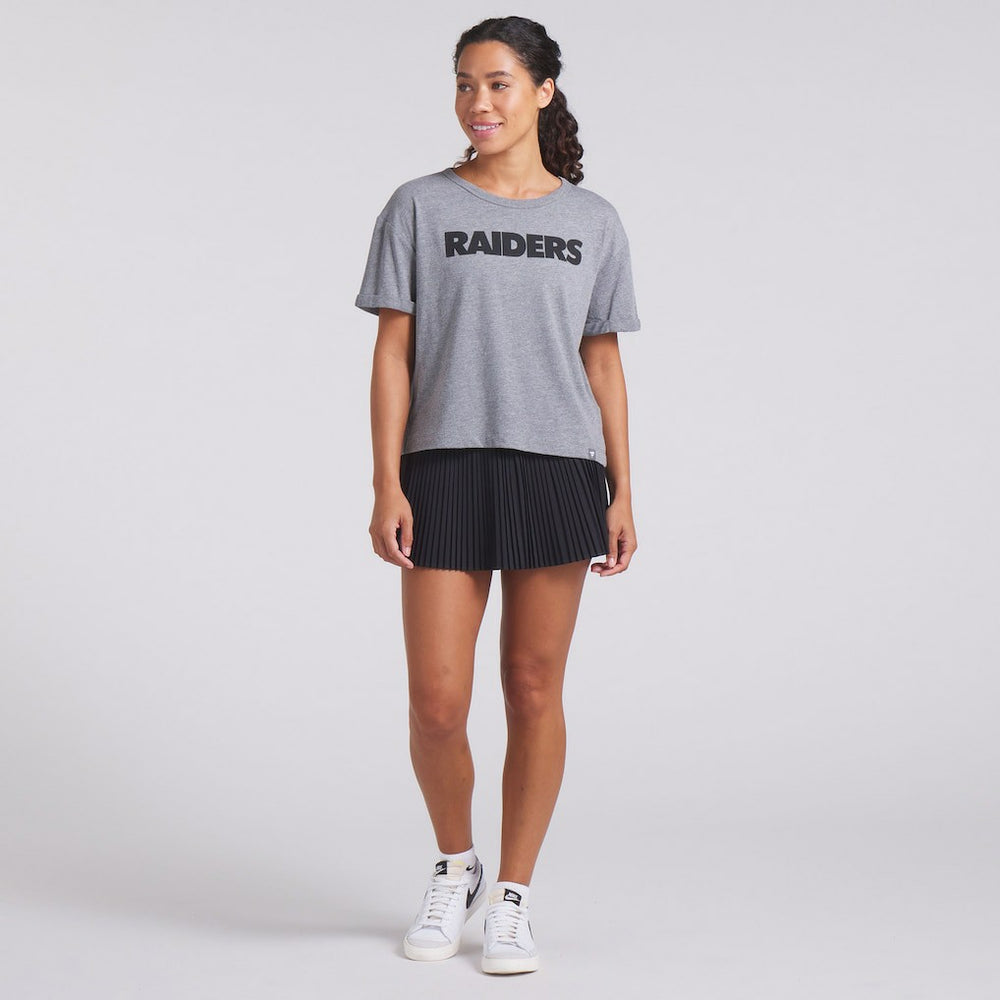 Las Vegas Raiders Women's Swing Pass Tri-Blend Boxy T-Shirt - Heather Gray - Fanatics