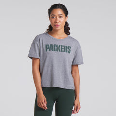 Green Bay Packers Women's Swing Pass Tri-Blend Boxy T-Shirt - Heather Gray - Fanatics
