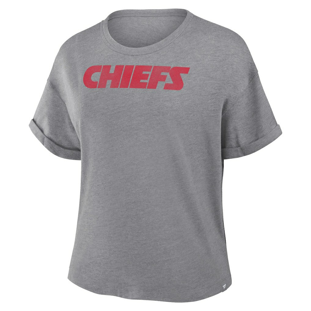 Kansas City Chiefs Women's Swing Pass Tri-Blend Boxy T-Shirt - Heather Gray - Fanatics