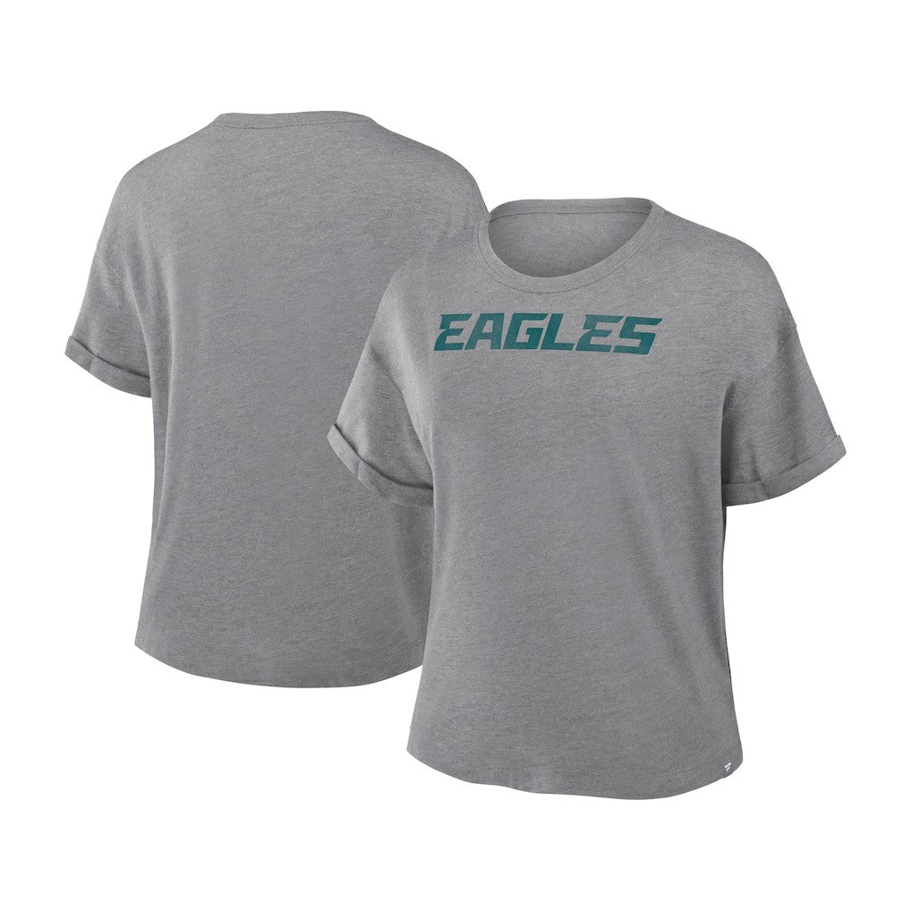 Philadelphia Eagles Women's Swing Pass Tri-Blend Boxy T-Shirt - Heather Gray - Fanatics