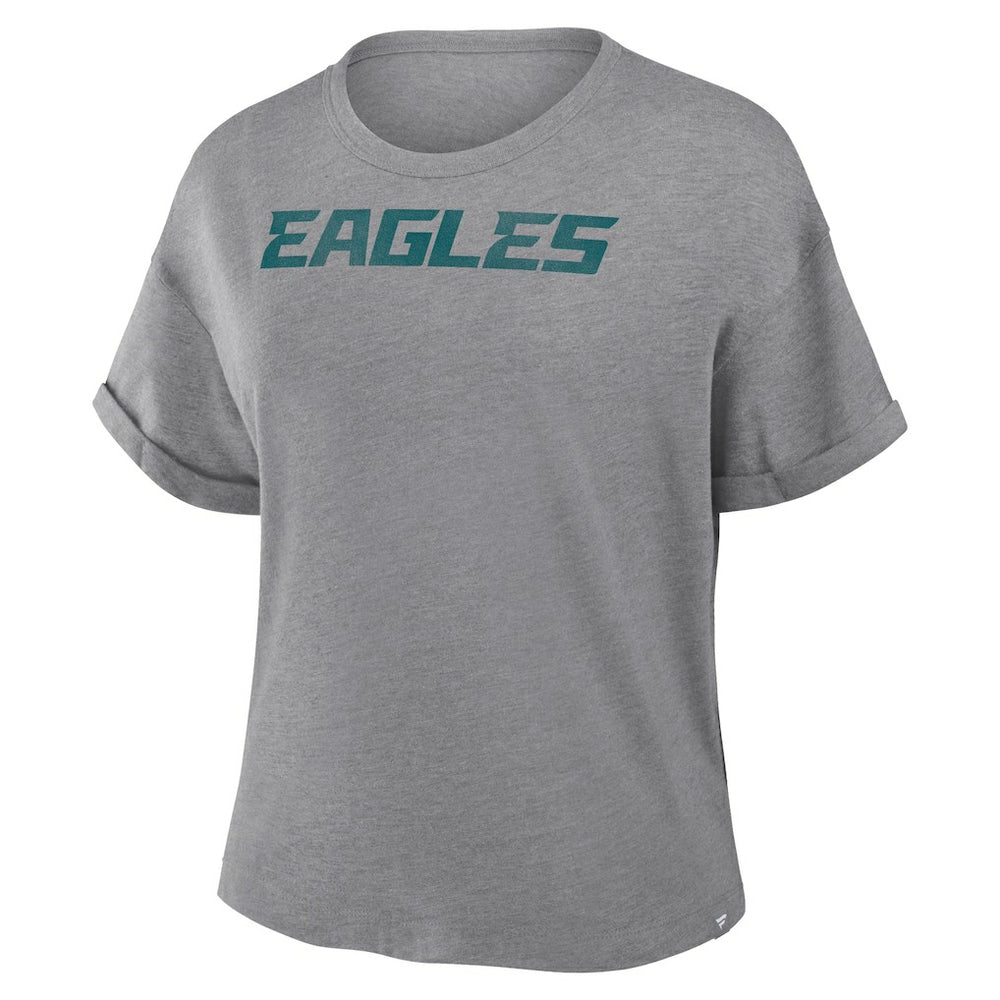 Philadelphia Eagles Women's Swing Pass Tri-Blend Boxy T-Shirt - Heather Gray - Fanatics