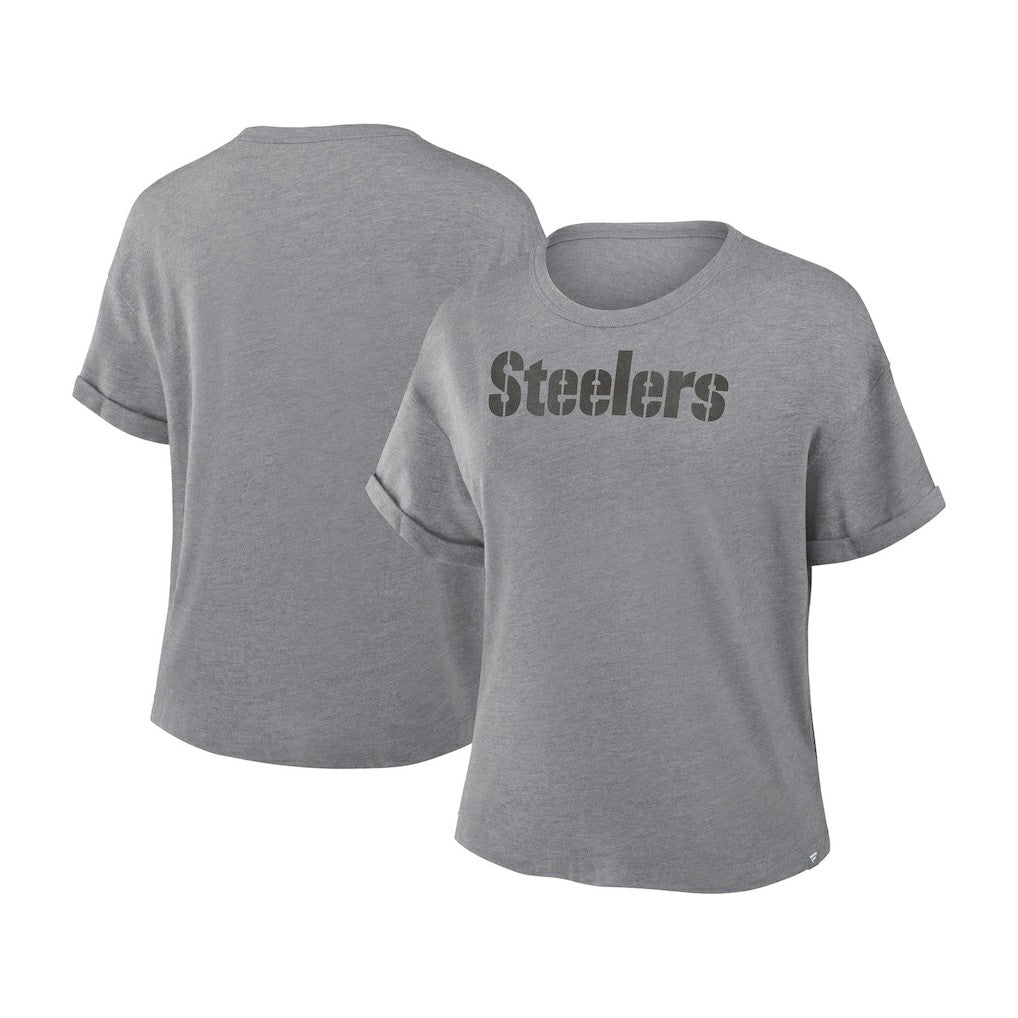 Pittsburgh Steelers Women's Swing Pass Tri-Blend Boxy T-Shirt - Heather Gray - Fanatics