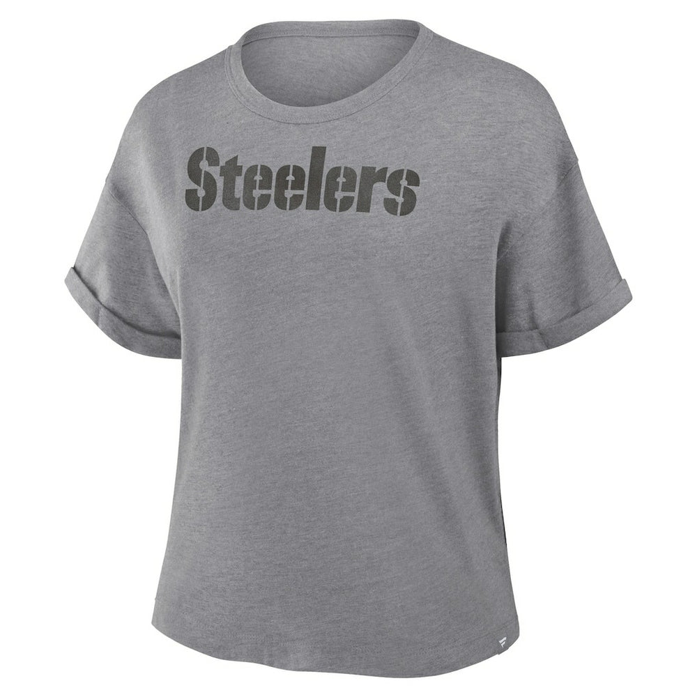 Pittsburgh Steelers Women's Swing Pass Tri-Blend Boxy T-Shirt - Heather Gray - Fanatics