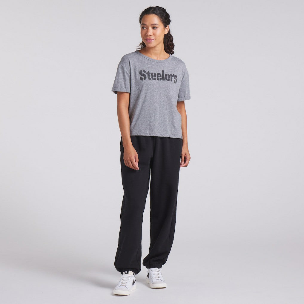 Pittsburgh Steelers Women's Swing Pass Tri-Blend Boxy T-Shirt - Heather Gray - Fanatics