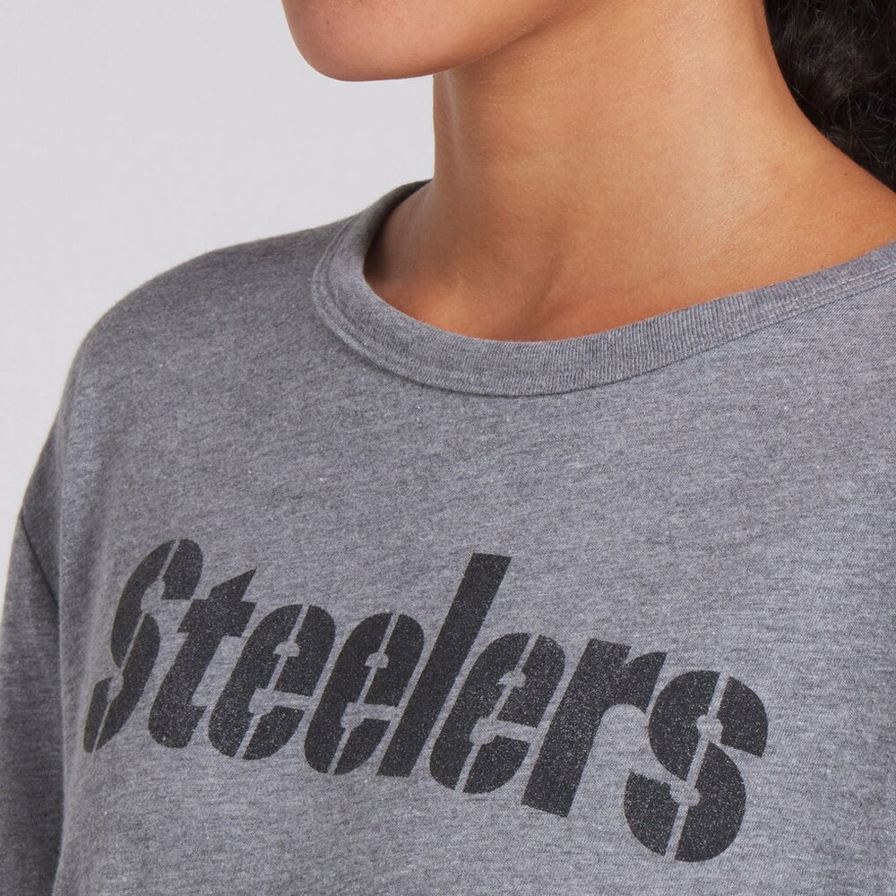 Pittsburgh Steelers Women's Swing Pass Tri-Blend Boxy T-Shirt - Heather Gray - Fanatics