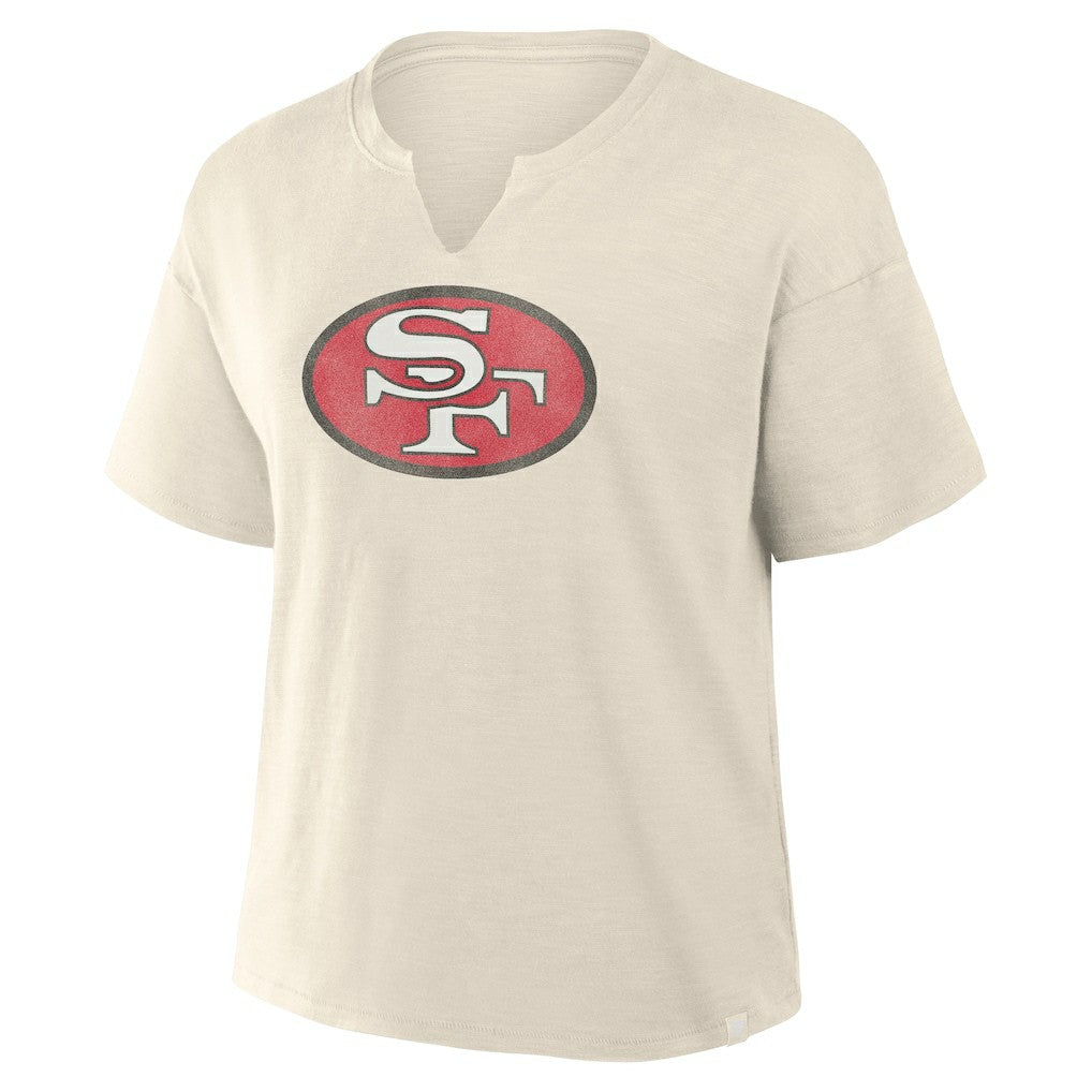 San Francisco 49ers Women's Trick Play Slub Boxy T-Shirt - Cream - Fanatics