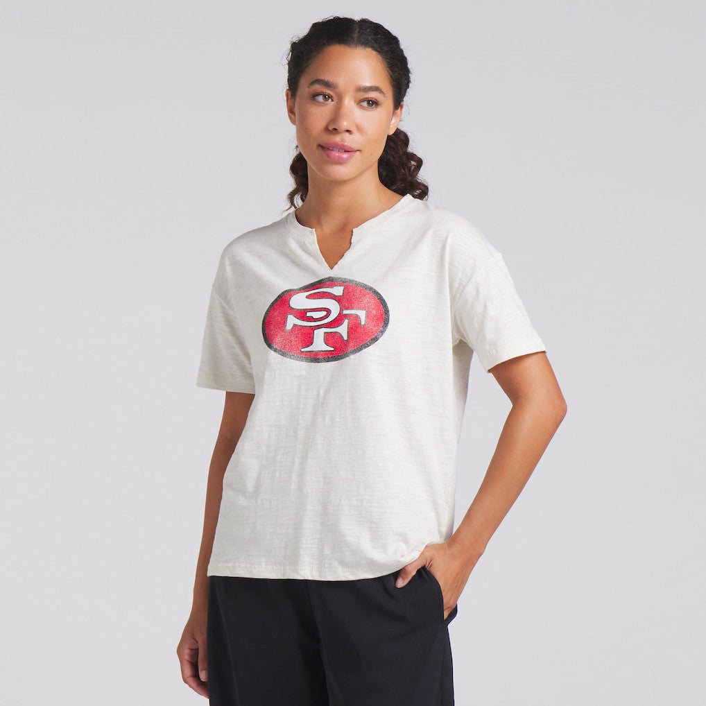 San Francisco 49ers Women's Trick Play Slub Boxy T-Shirt - Cream - Fanatics
