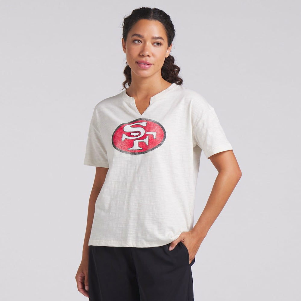 San Francisco 49ers Women's Trick Play Slub Boxy T-Shirt - Cream - Fanatics