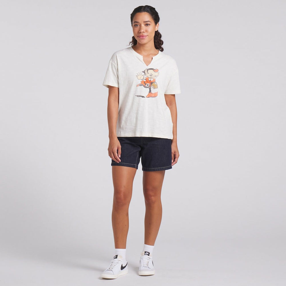 Cleveland Browns Women's Trick Play Slub Boxy T-Shirt - Cream - Fanatics
