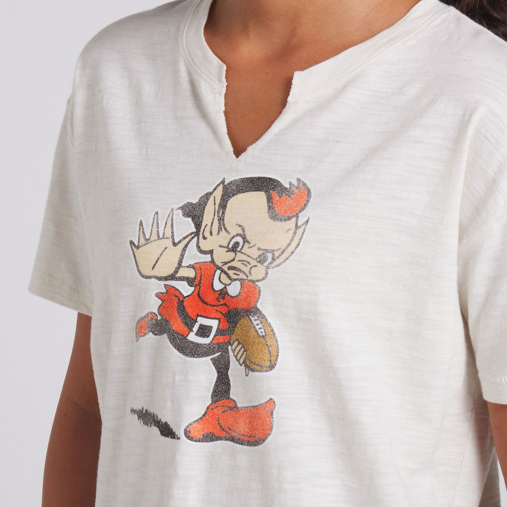 Cleveland Browns Women's Trick Play Slub Boxy T-Shirt - Cream - Fanatics