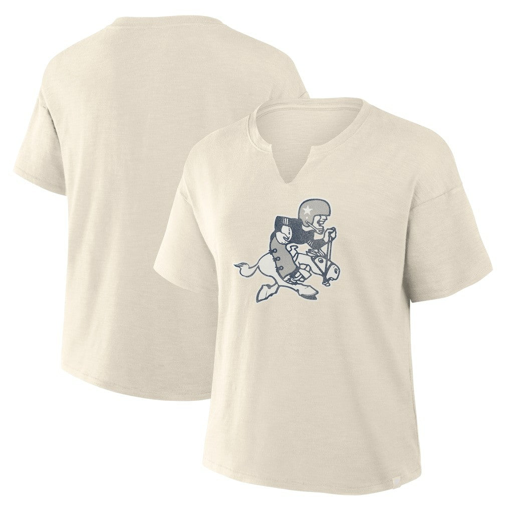 Dallas Cowboys Women's Trick Play Slub Boxy T-Shirt - Cream - Fanatics