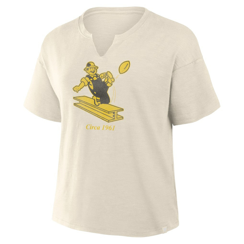 Pittsburgh Steelers Women's Trick Play Slub Boxy T-Shirt - Cream - Fanatics