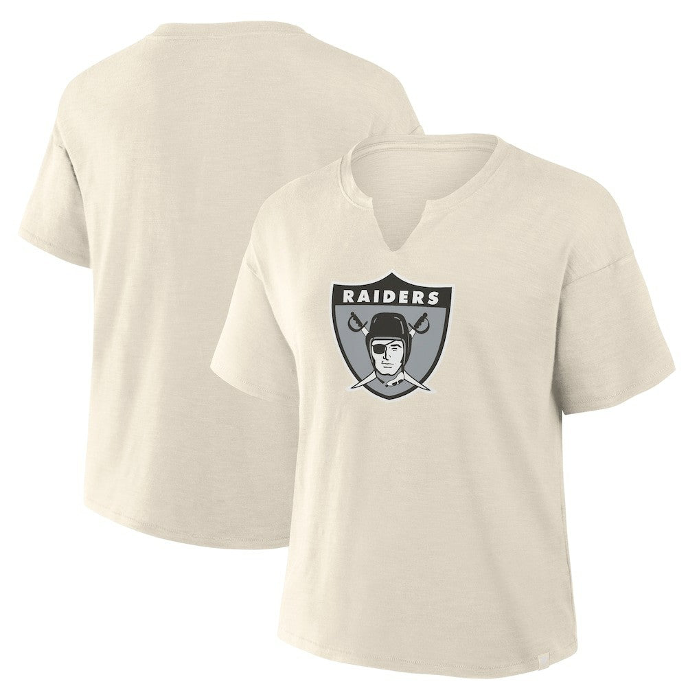Las Vegas Raiders Women's Trick Play Slub Boxy T-Shirt - Cream - Fanatics
