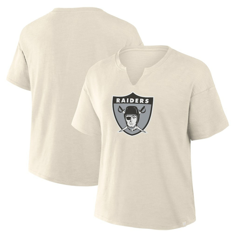 Las Vegas Raiders Women's Trick Play Slub Boxy T-Shirt - Cream - Fanatics