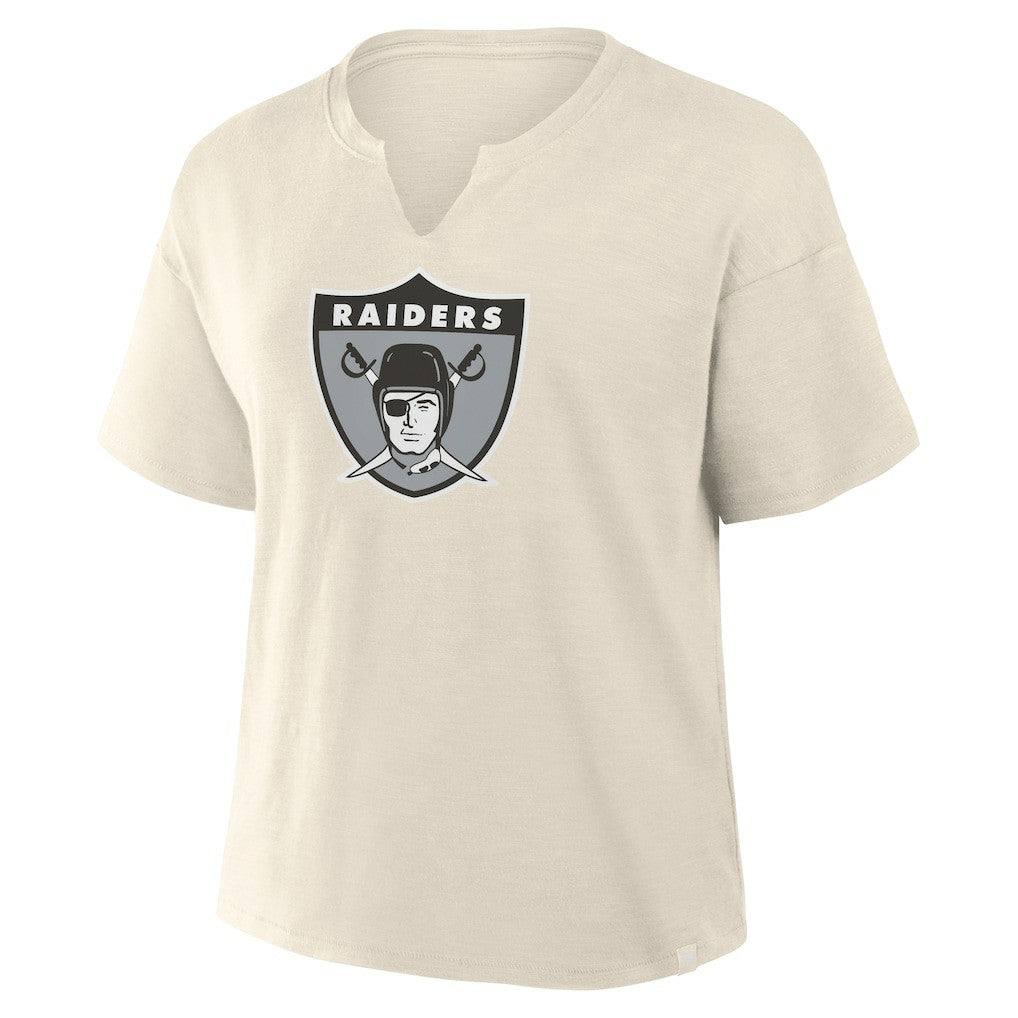 Las Vegas Raiders Women's Trick Play Slub Boxy T-Shirt - Cream - Fanatics