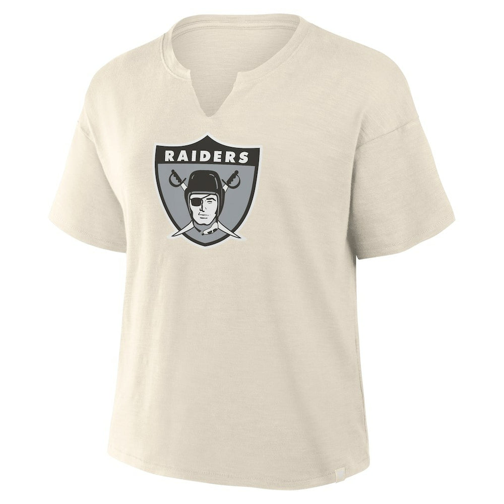 Las Vegas Raiders Women's Trick Play Slub Boxy T-Shirt - Cream - Fanatics
