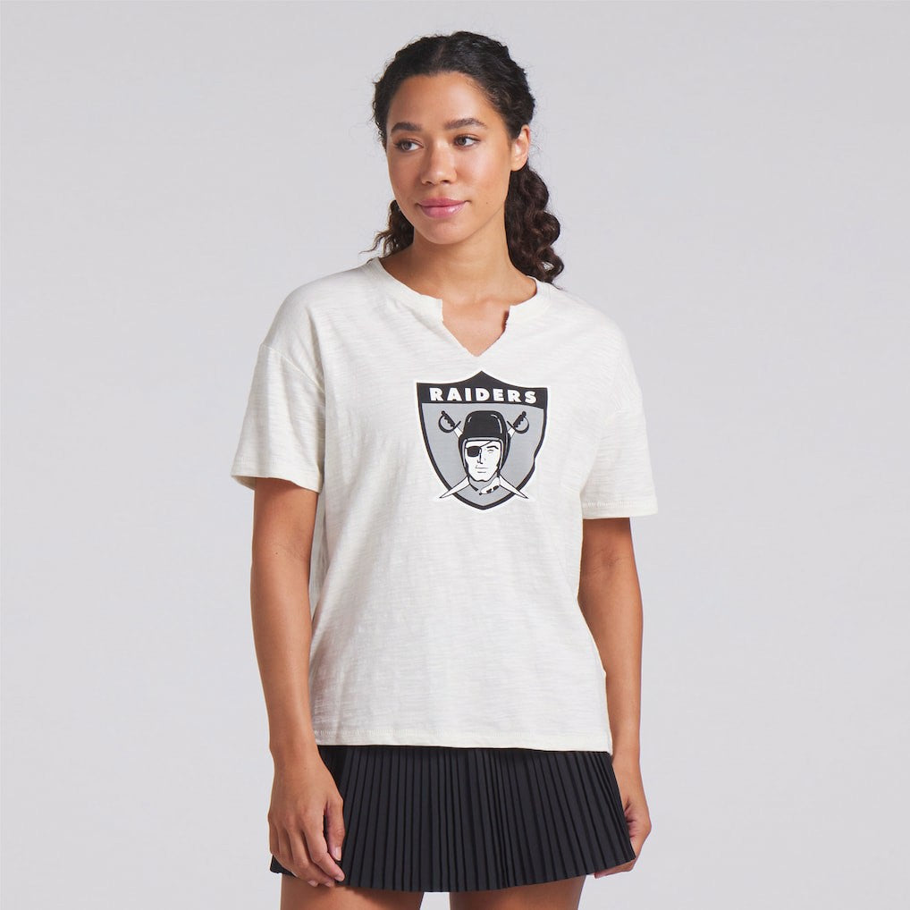 Las Vegas Raiders Women's Trick Play Slub Boxy T-Shirt - Cream - Fanatics