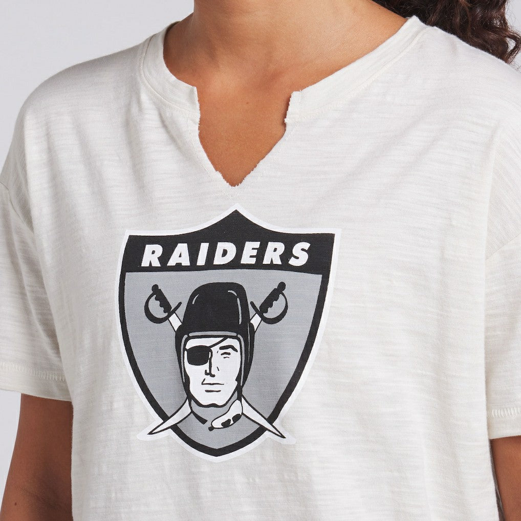 Las Vegas Raiders Women's Trick Play Slub Boxy T-Shirt - Cream - Fanatics