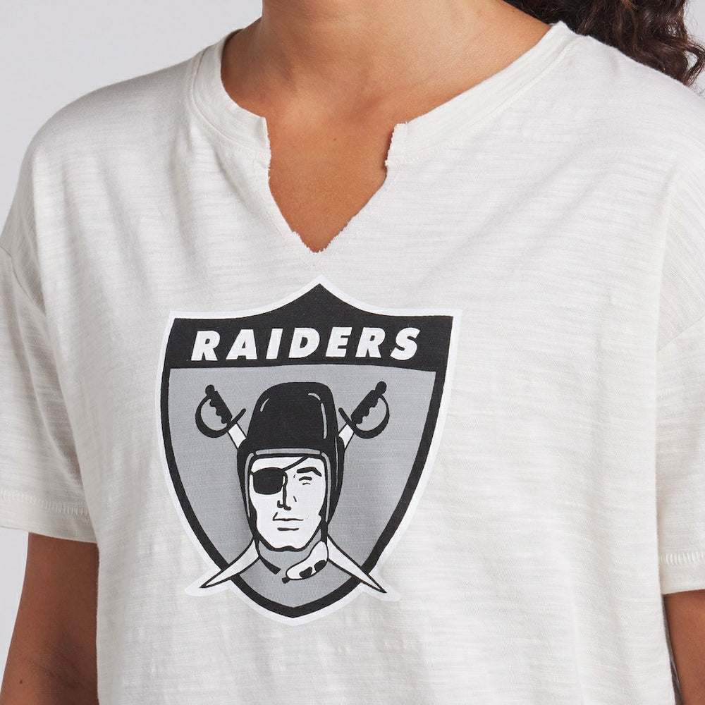 Las Vegas Raiders Women's Trick Play Slub Boxy T-Shirt - Cream - Fanatics
