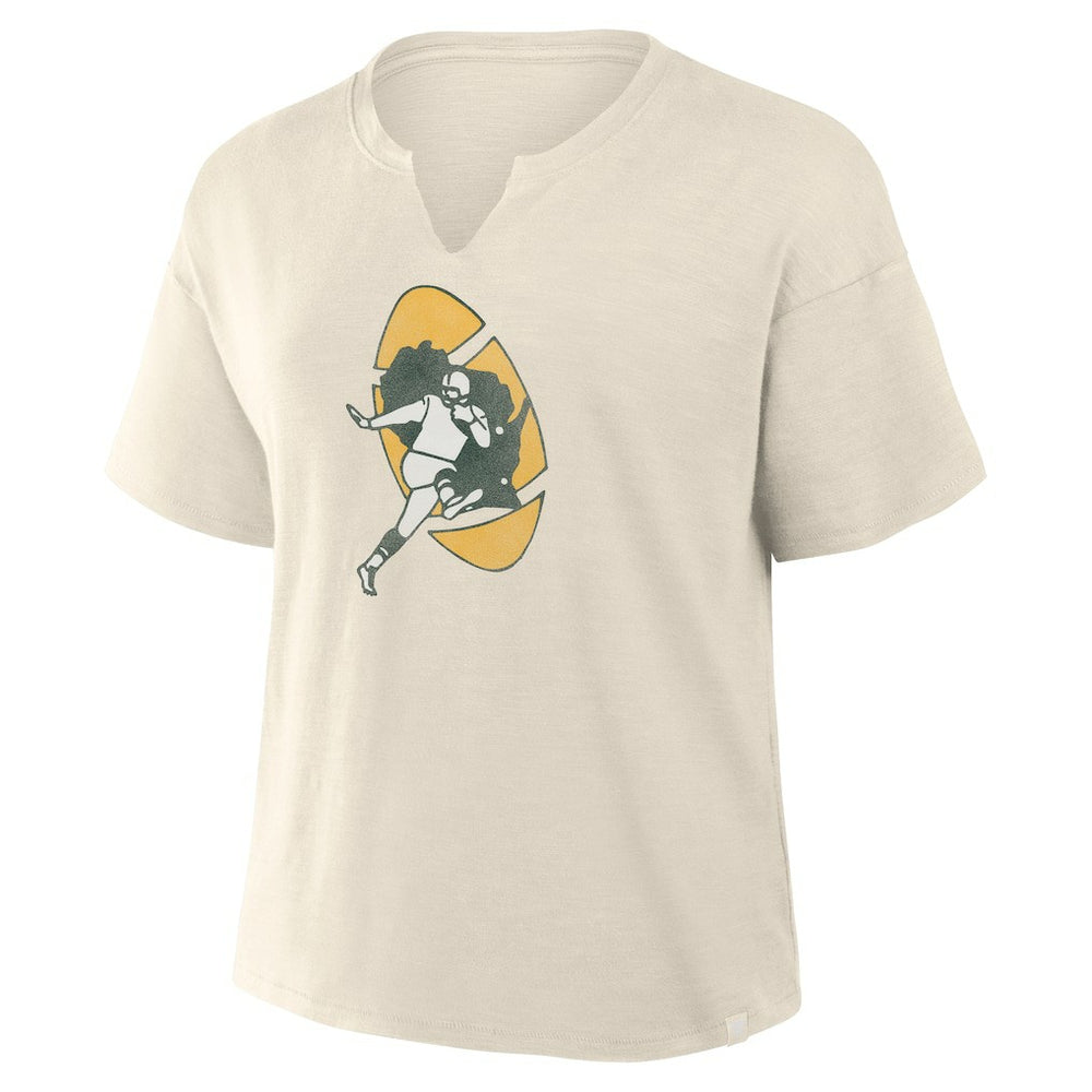 Green Bay Packers Women's Trick Play Slub Boxy T-Shirt - Cream - Fanatics
