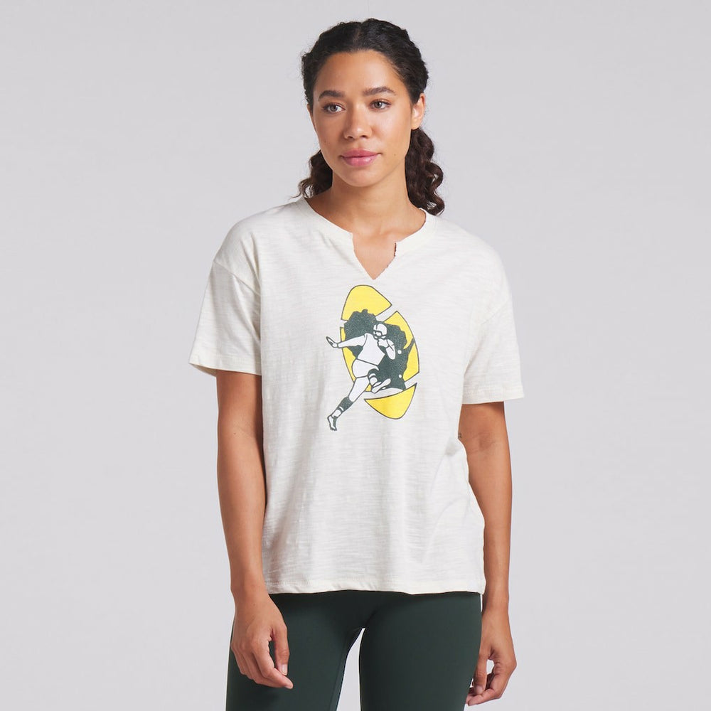 Green Bay Packers Women's Trick Play Slub Boxy T-Shirt - Cream - Fanatics