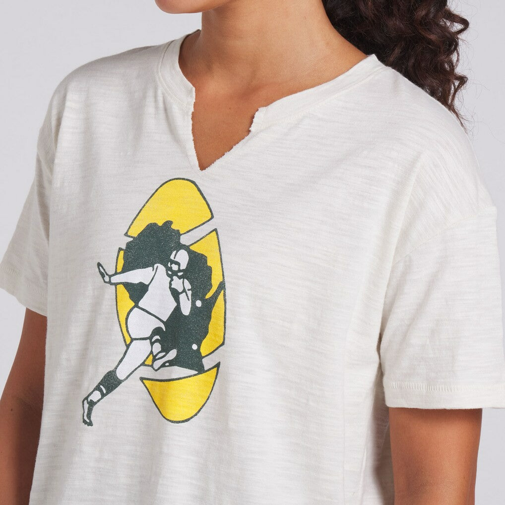 Green Bay Packers Women's Trick Play Slub Boxy T-Shirt - Cream - Fanatics