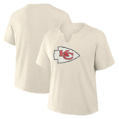 Kansas City Chiefs Women's Trick Play Slub Boxy T-Shirt - Cream - Fanatics