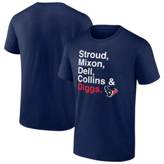 Houston Texans Stroud, Mixon, Dell, Collins & Diggs T-Shirt - Navy - NFL