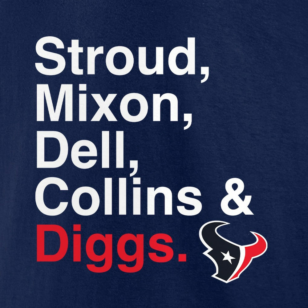 Houston Texans Stroud, Mixon, Dell, Collins & Diggs T-Shirt - Navy - NFL