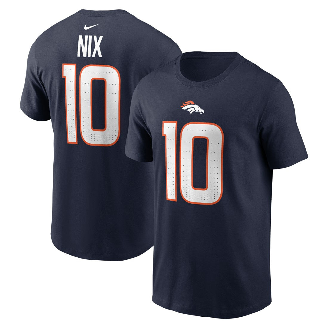 Bo Nix Denver Broncos Player Name & Number T-Shirt - Navy - Nike