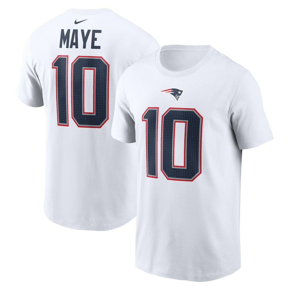 Drake Maye New England Patriots Player Name & Number T-Shirt - White - Nike