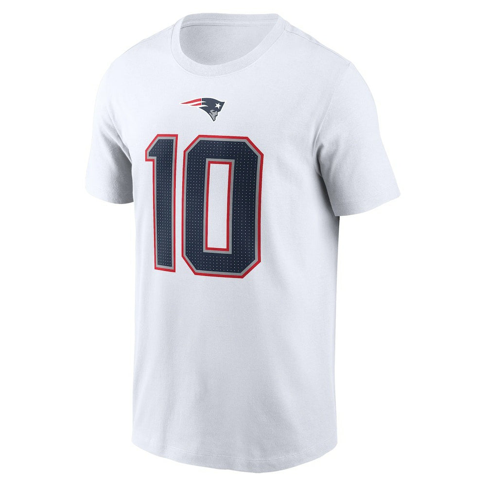 Drake Maye New England Patriots Player Name & Number T-Shirt - White - Nike