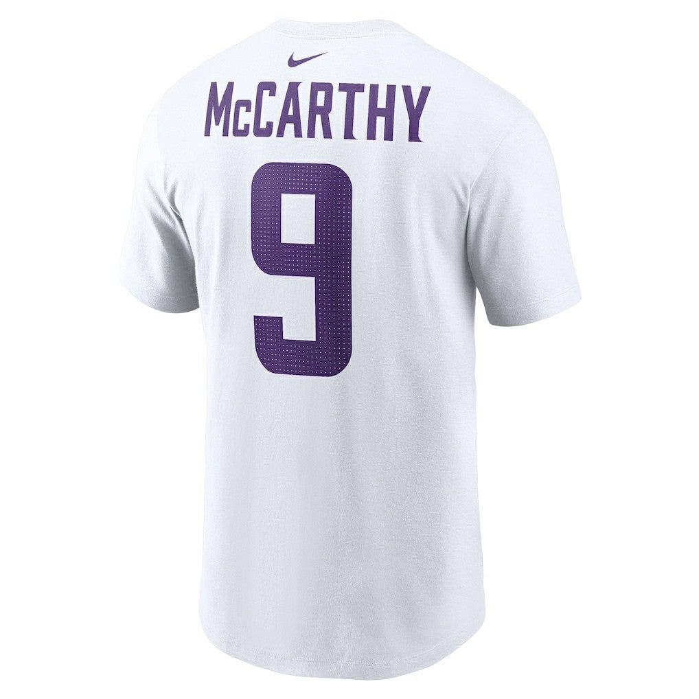 J.J. McCarthy Minnesota Vikings Player Name & Number T-Shirt - White - Nike