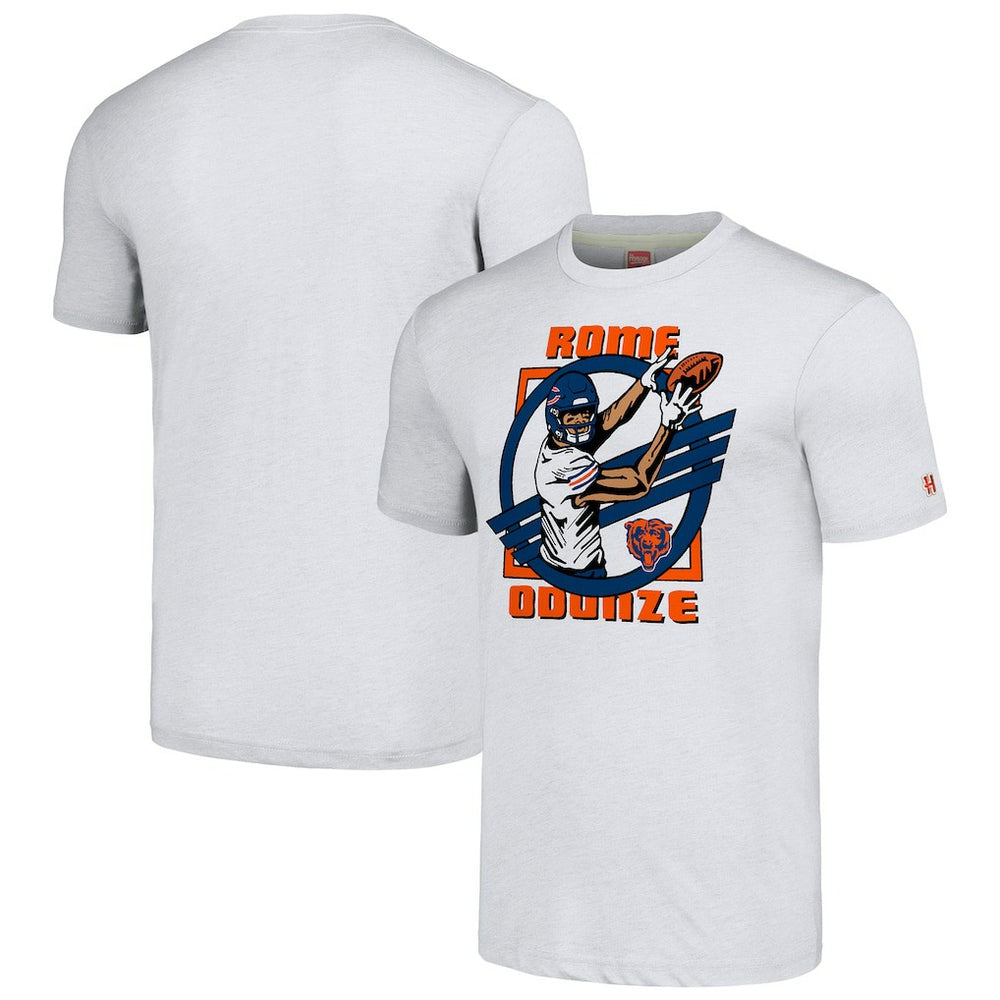Rome Odunze Chicago Bears Homage Unisex Caricature Player Tri-Blend T-Shirt - Ash - NFL