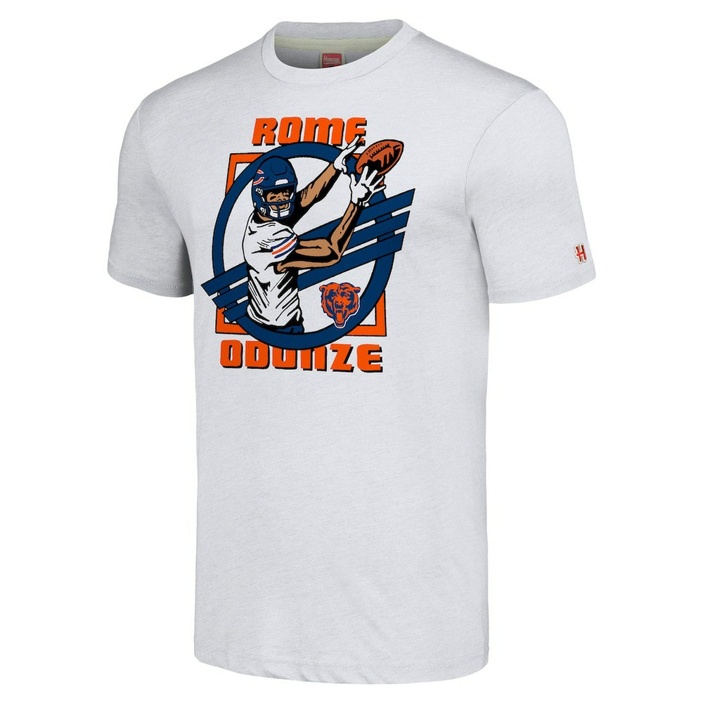 Rome Odunze Chicago Bears Homage Unisex Caricature Player Tri-Blend T-Shirt - Ash - NFL