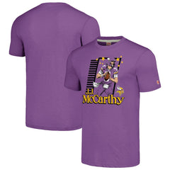 J.J. McCarthy Minnesota Vikings Homage Unisex Caricature Player Tri-Blend T-Shirt - Purple - NFL