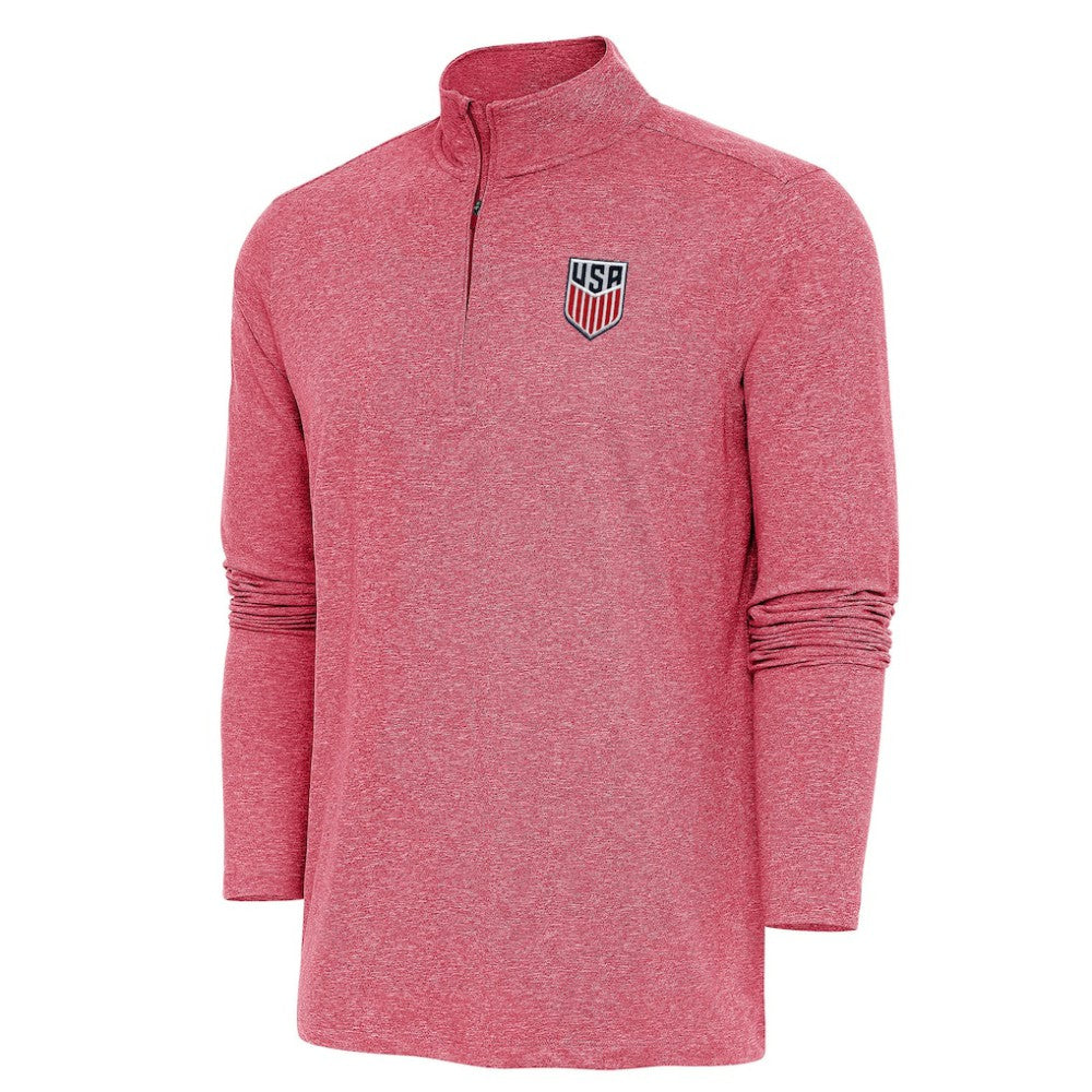 USMNT Antigua Hunk Quarter-Zip Top Heather Red