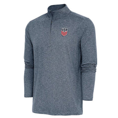 USMNT Antigua Hunk Quarter-Zip Top Heather Navy