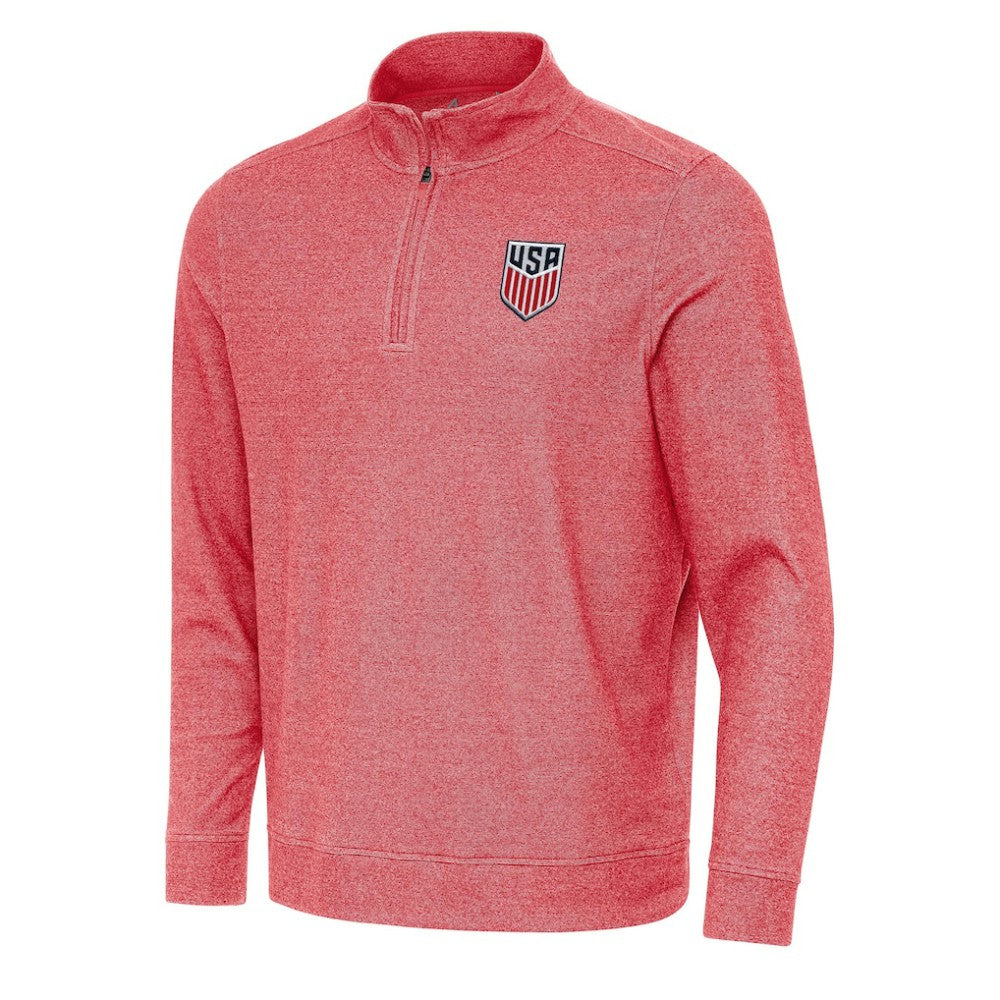 USMNT Antigua Subtle Quarter-Zip Top Heather Red