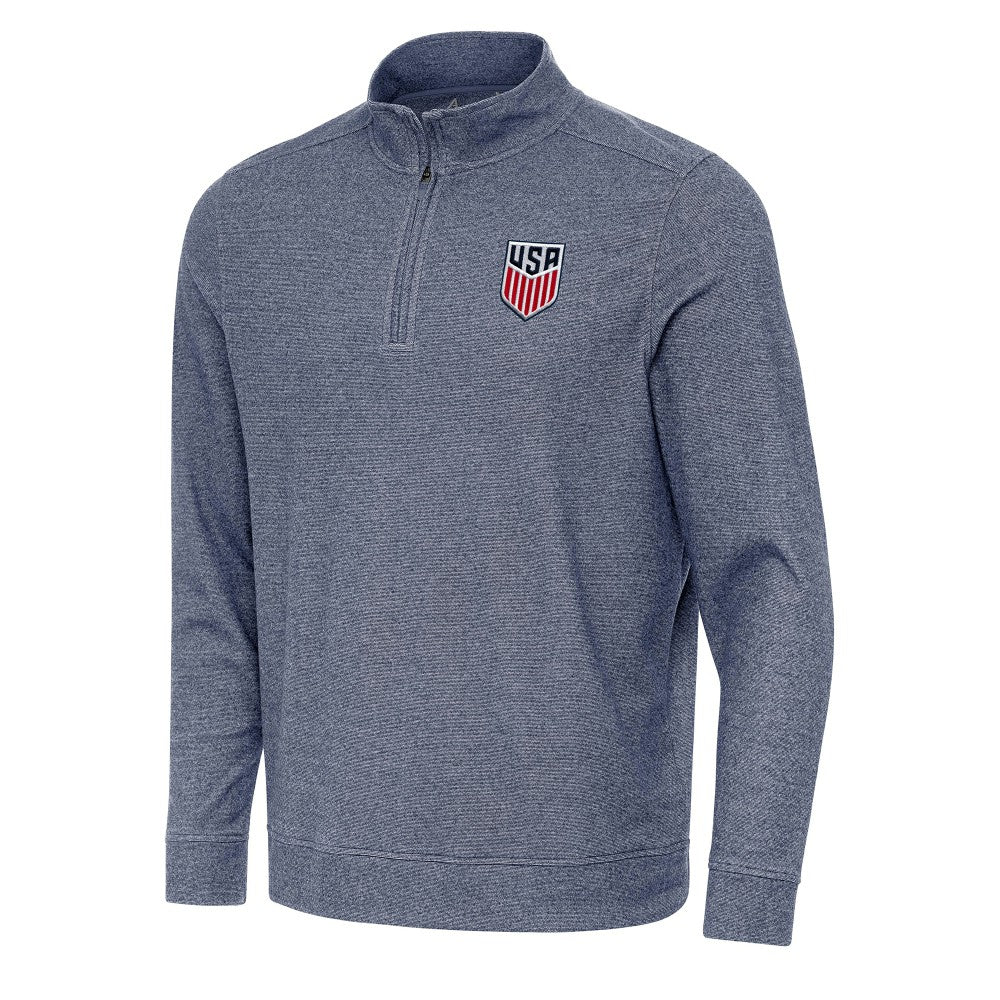 USMNT Antigua Subtle Quarter-Zip Top Heather Navy